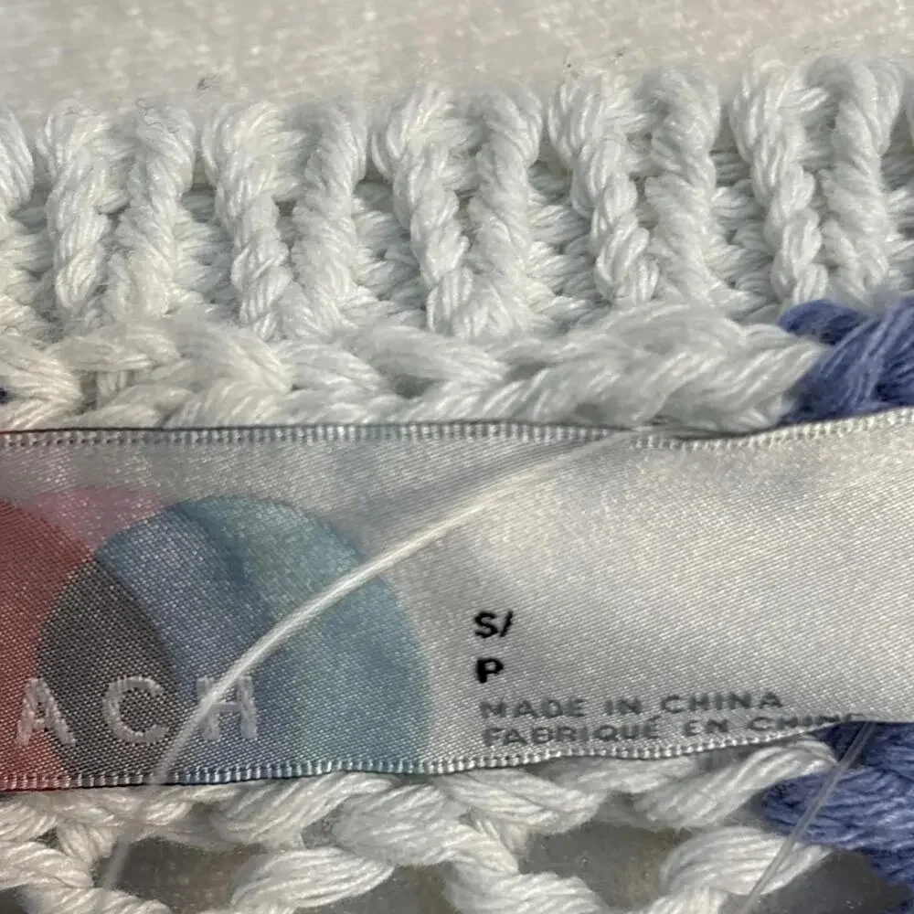 Free People Blue and White Crochet Stripe Sweater - Picture 4 of 12